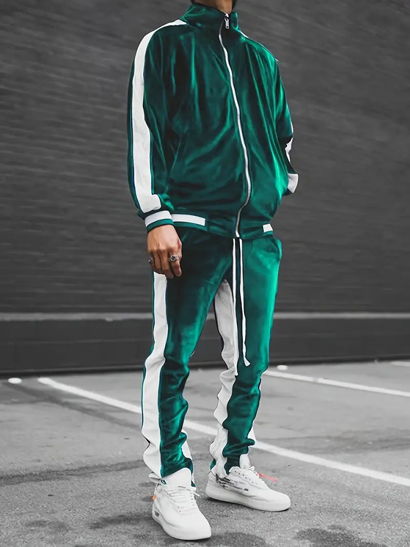 Ensemble de Survêtement pour Homme avec Veste Zippée et Pantalon Coordonné | Idéal pour les Loisirs et le Sport Léger
