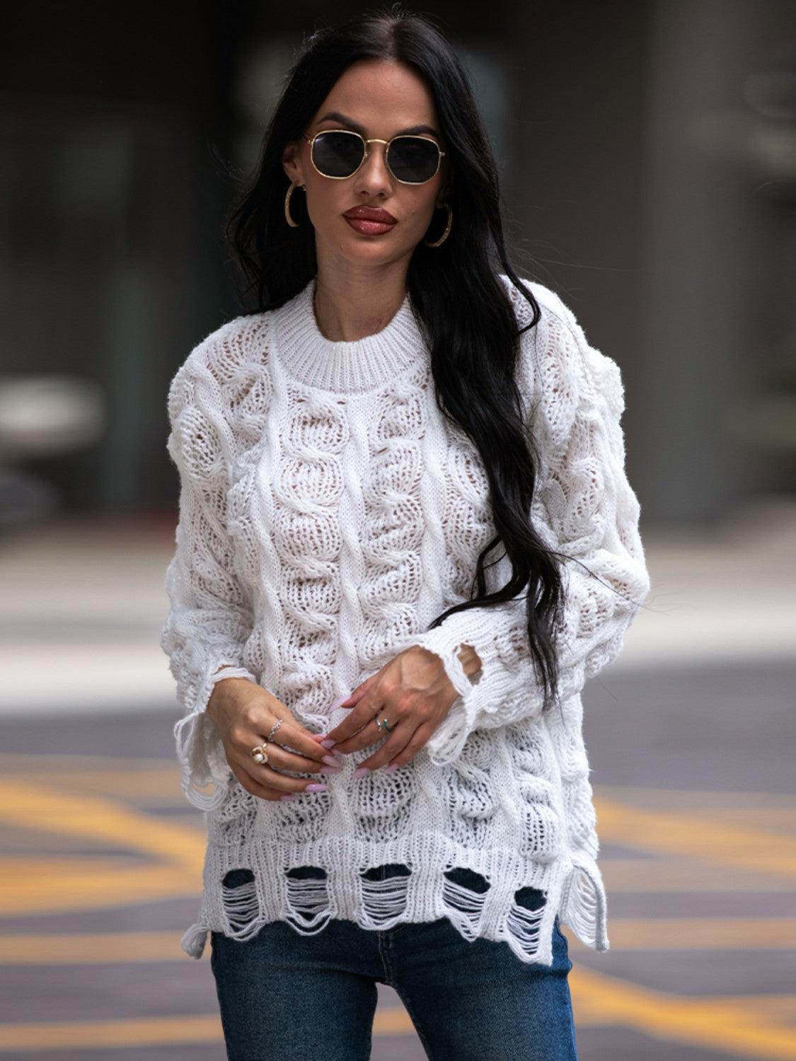 Pull À Tricot Ouvert Avec Coupe Oversize Et Finitions Effilochées Pour Femmes | Idéal Pour Tenues Quotidiennes