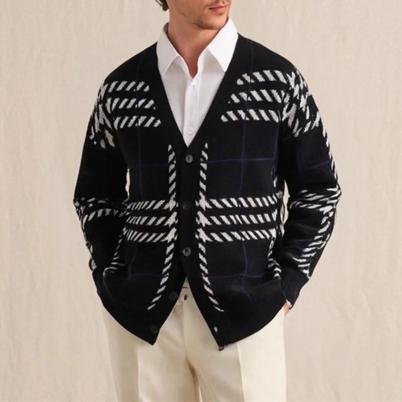 Cardigan à carreaux pour hommes