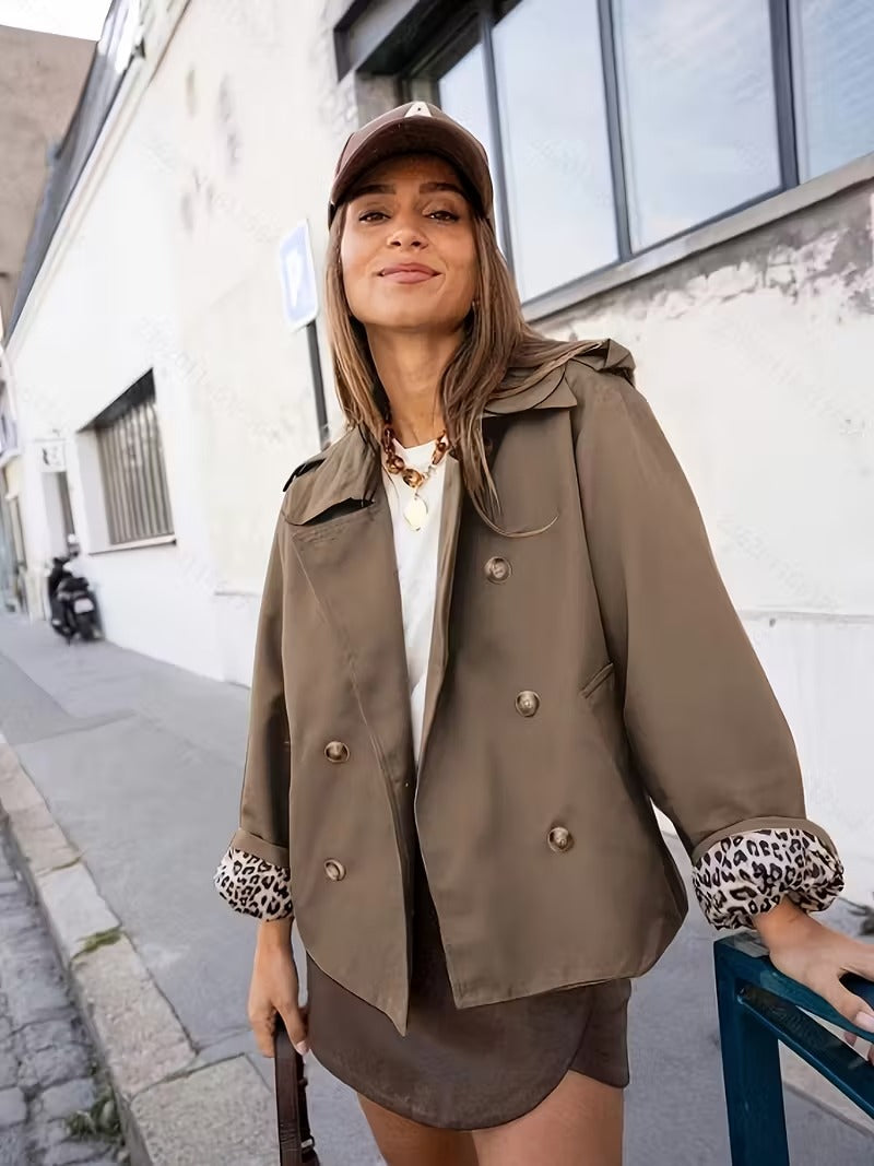 Trench-Coat Court avec Doublure Imprimée pour Femme | Idéal pour La Mi-Saison
