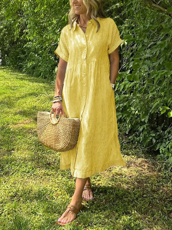 Robe Longue avec Col et Boutonnage Frontal pour Femme | Idéal pour l'Été Décontracté
