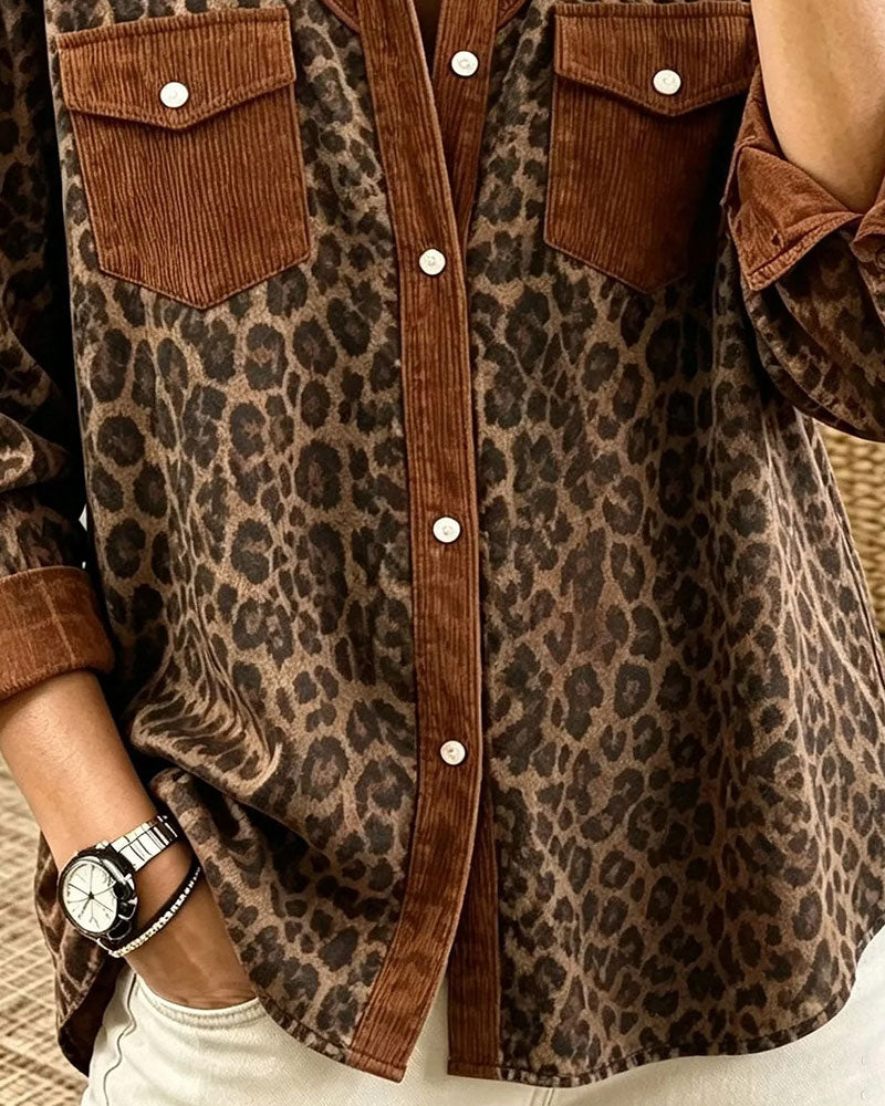 Chemise à imprimé léopard pour femmes
