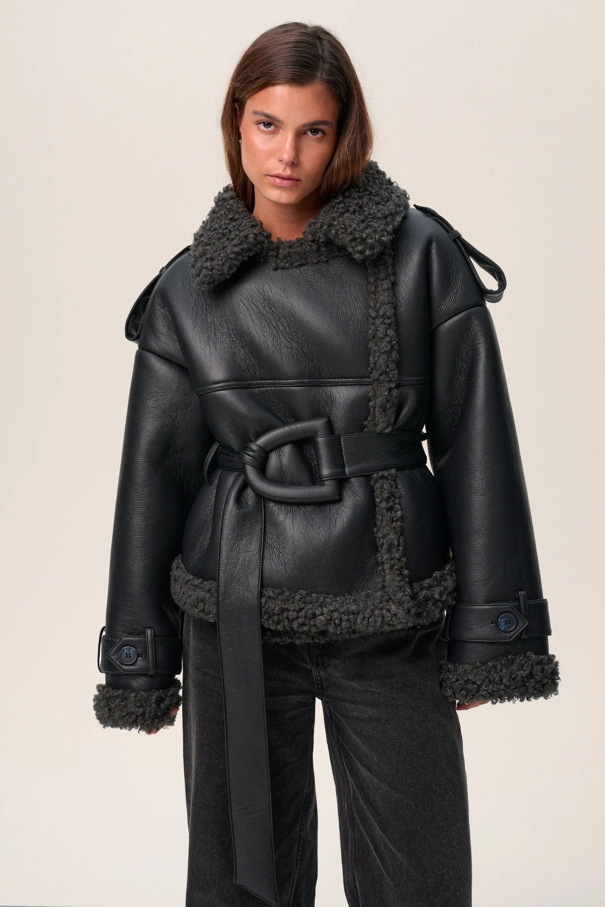 Veste aviateur à bordure texturée pour femmes