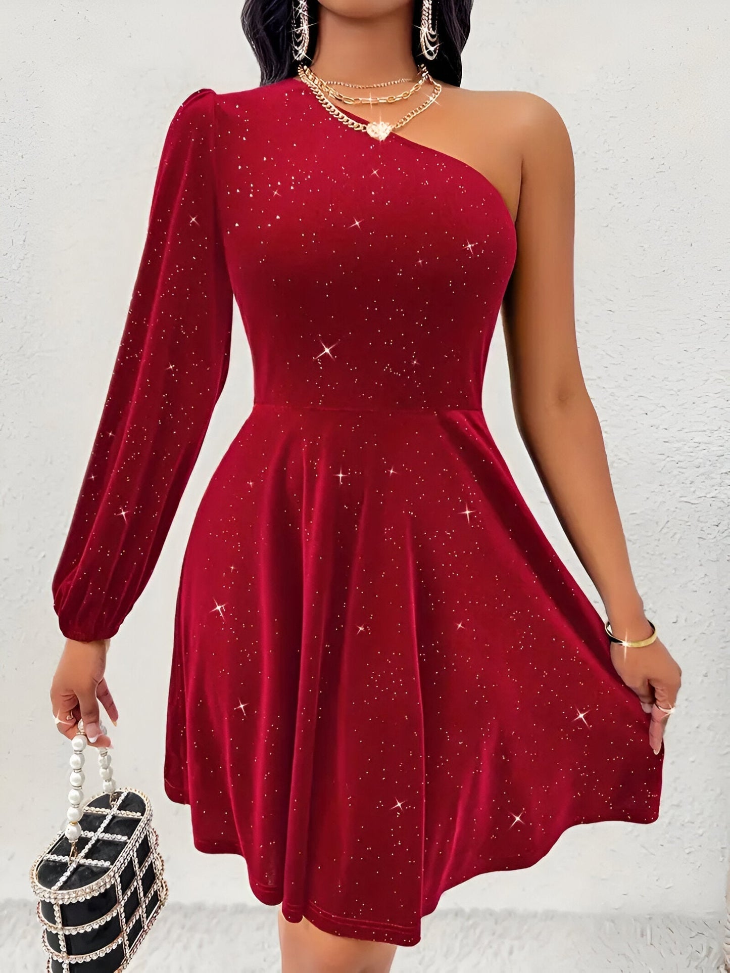 Robe Asymétrique À Une Épaule avec Volants pour Femme | Idéale pour Les Occasions Et Les Événements