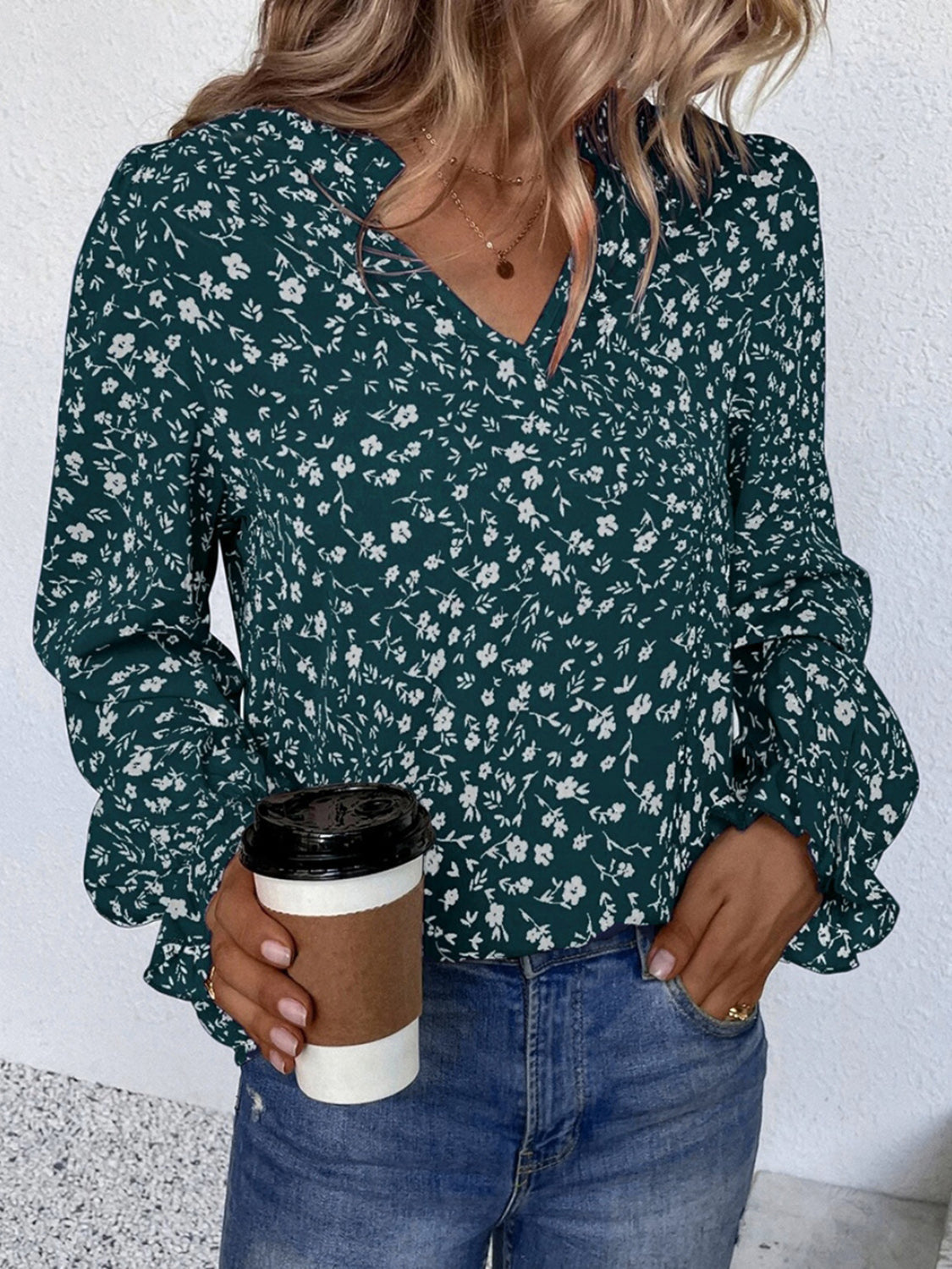 Blouse à Manches Volantées avec Imprimé Floral pour Femme | Idéale pour un Usage Quotidien