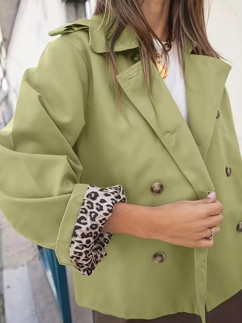 Trench-Coat Court avec Doublure Imprimée pour Femme | Idéal pour La Mi-Saison