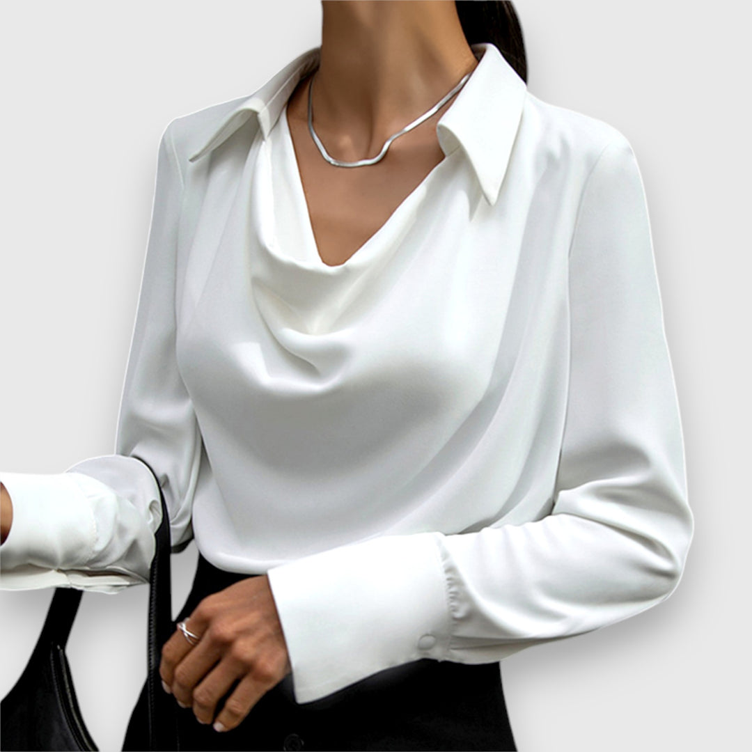 Blouse à Encolure Drapée Avec Manches Longues Pour Femmes | Idéale Pour Toutes Saisons