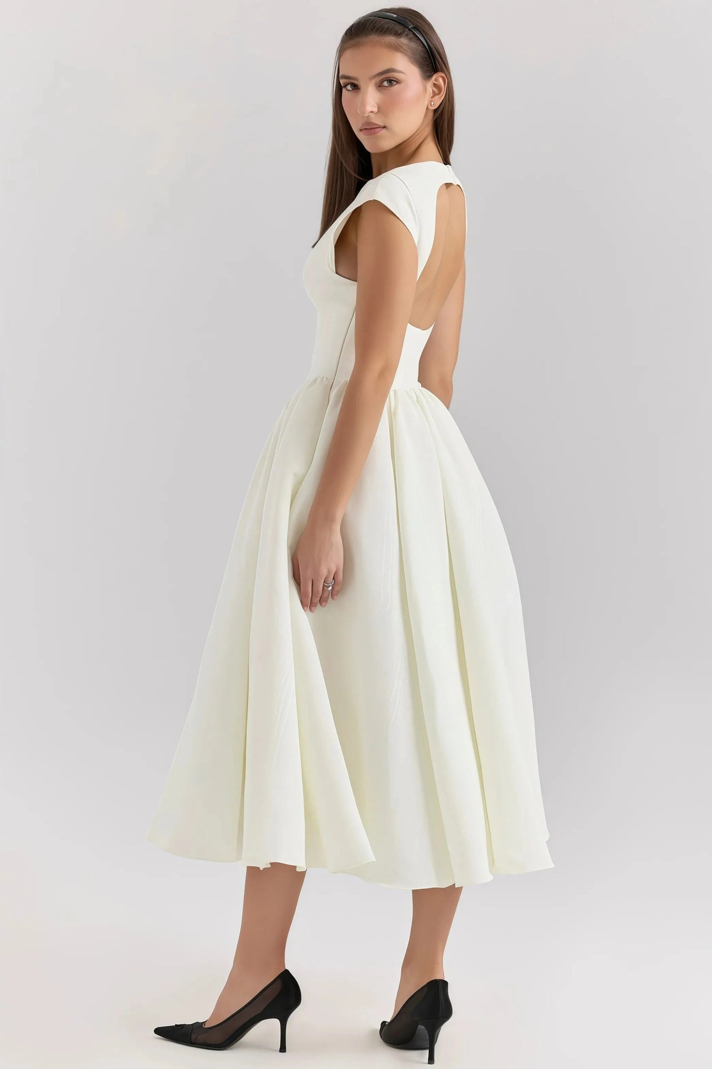 Robe Midi Dos Nu avec Volants pour Femme | Idéale pour l’Été ou une Soirée