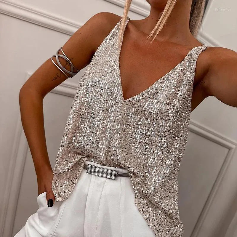 Haut à Sequins avec Ornements Intégraux pour Femme | Idéal pour les Soirées