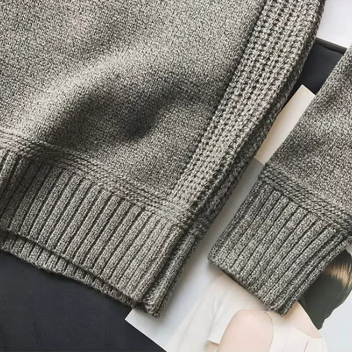Pull en Maille Épaisse pour Hommes avec Coudières Contrastantes | Idéal pour l’Automne et l’Hiver