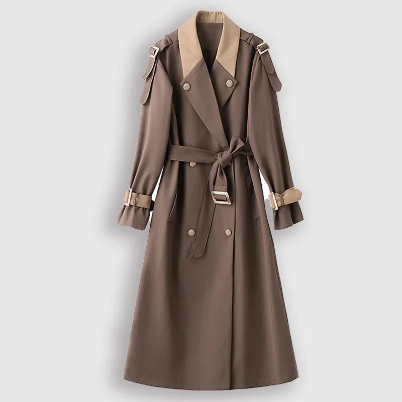 Trench Long avec Ceinture Ajustable pour Femme | Idéal pour le Printemps et l’Automne