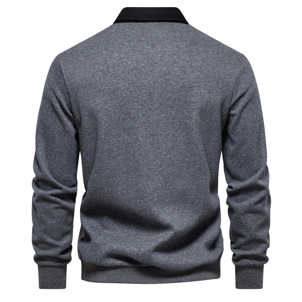 Polo Rugby À Manches Longues avec Col Contrasté pour Homme | Idéal pour La Mi-Saison