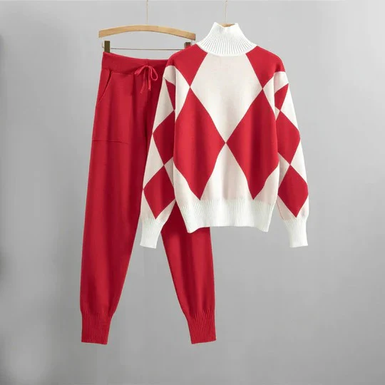 Ensemble Loungewear avec Col Roulé Et Pantalon Relax pour Femme | Idéal pour Automne Et Hiver