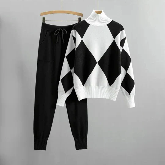 Ensemble Loungewear avec Col Roulé Et Pantalon Relax pour Femme | Idéal pour Automne Et Hiver