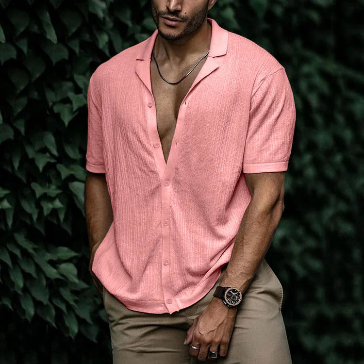 Chemise d’Été à Manches Courtes avec Col Décontracté pour Homme | Idéale pour les Journées Chaudes