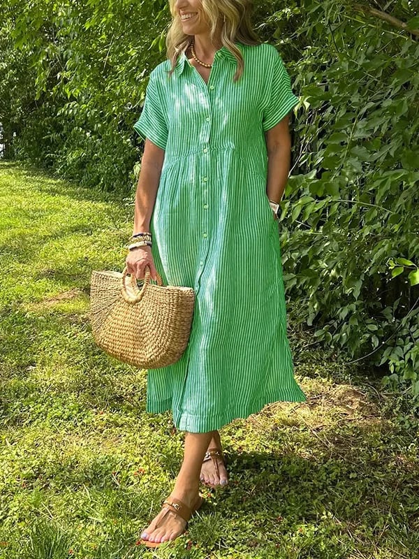 Robe Longue avec Col et Boutonnage Frontal pour Femme | Idéal pour l'Été Décontracté