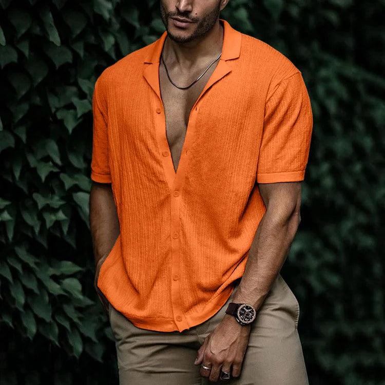 Chemise d’Été à Manches Courtes avec Col Décontracté pour Homme | Idéale pour les Journées Chaudes