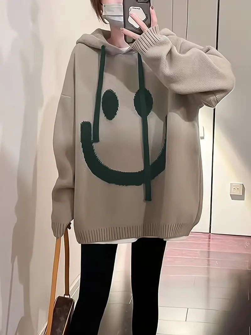 Hoodie à Manches Longues avec Motif Sourire pour Adultes | Idéal pour un Usage Quotidien