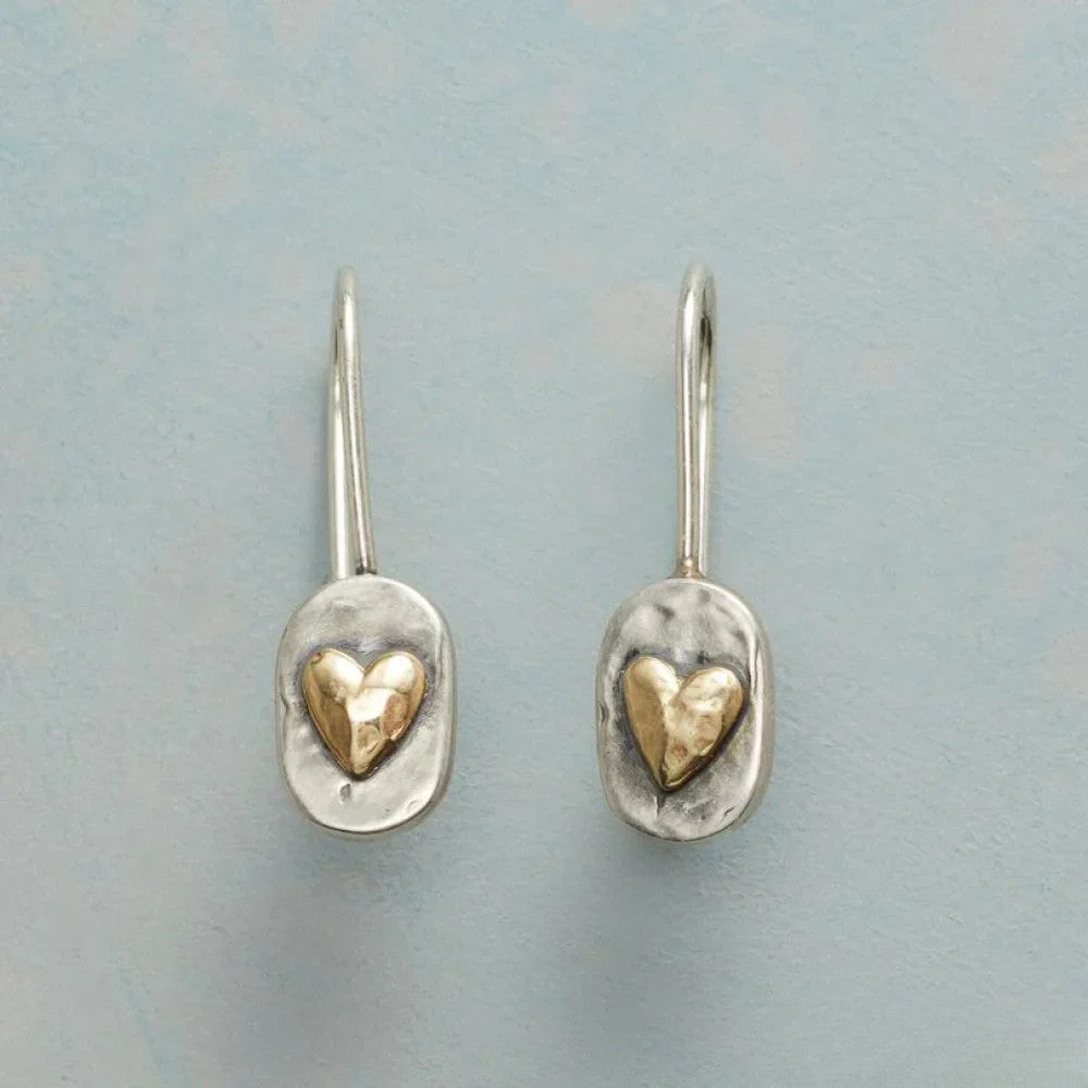 Boucles D’Oreilles Avec Cœur Doré Et Détails Argentés Pour Femmes | Idéales Pour Le Quotidien