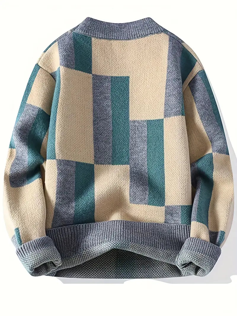 Pull En Maille À Motif Géométrique Avec Coupe Décontractée Pour Adultes | Idéal Pour Saisons Fraîches