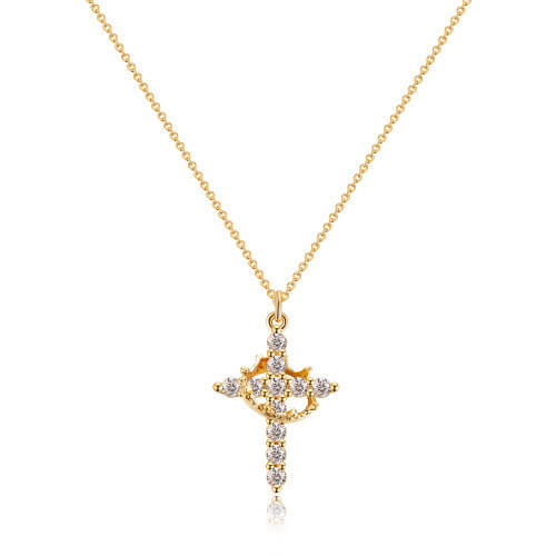 Collier avec Pendentif Croix Et Couronne Unisexe | Idéal Pour Un Usage Quotidien