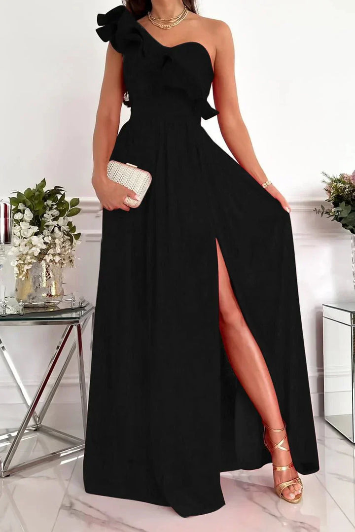 Robe Longue Asymétrique à Épaule Unique pour Femme | Idéale pour les Fêtes d'Été