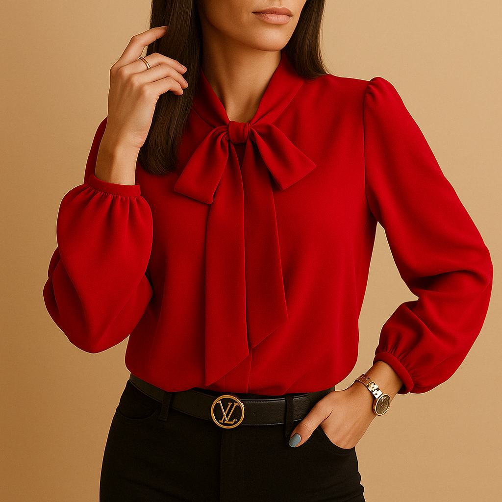 Chemisier Avec Détail Nœud Pour Femmes | Idéal Pour Le Travail Et Les Occasions Quotidiennes