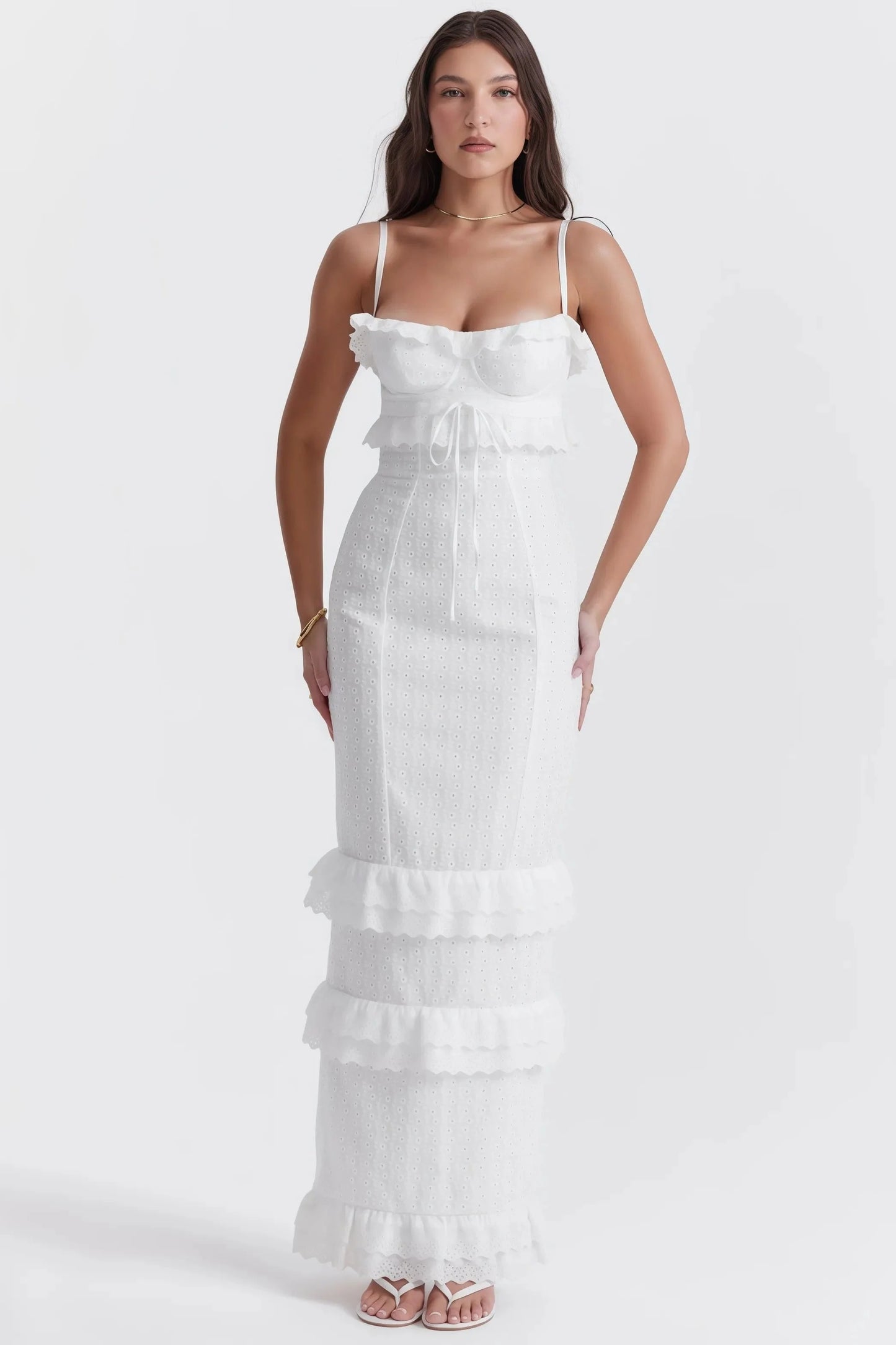 Robe Longue Sans Manches avec Broderie pour Femme | Idéale pour les Occasions Spéciales