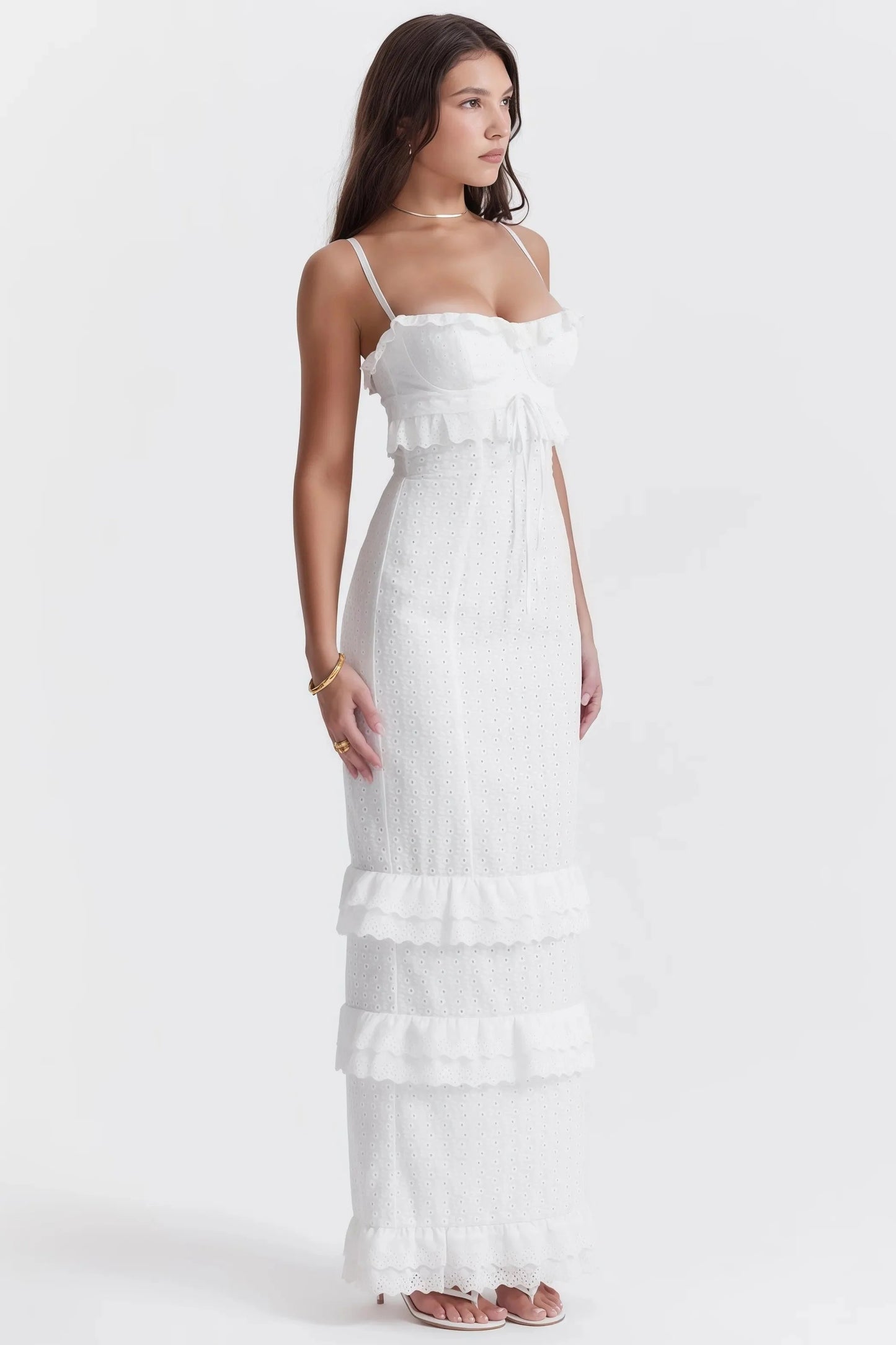 Robe Longue Sans Manches avec Broderie pour Femme | Idéale pour les Occasions Spéciales