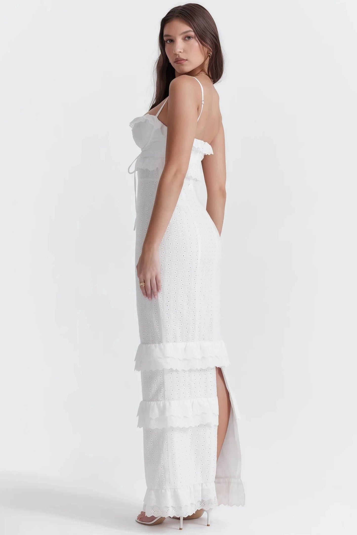 Robe Longue Sans Manches avec Broderie pour Femme | Idéale pour les Occasions Spéciales