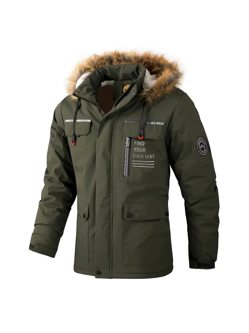Parka Longue avec Capuche Amovible et Poches Multiples pour Hommes | Idéale pour l’Hiver