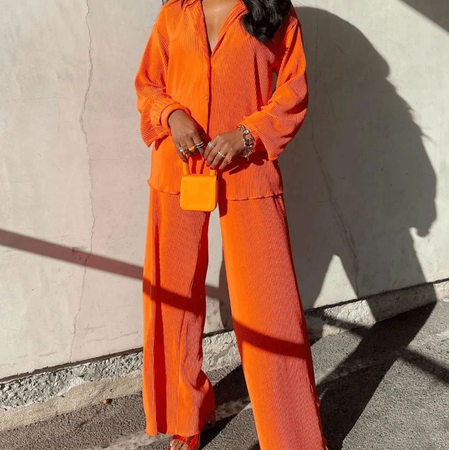 Ensemble Deux Pièces avec Pantalon Drapé pour Femme | Idéal pour Tenues Quotidiennes et de Travail