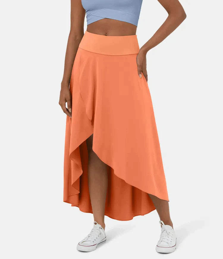Jupe Midi À Taille Haute Avec Ourlet Froncé Pour Femme | Idéale Pour Usage Quotidien