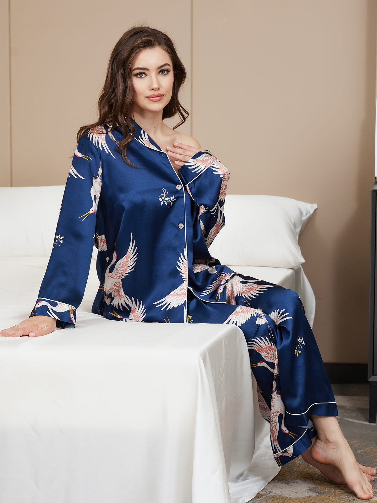 Pyjama deux pièces à bordure contrastée pour femmes
