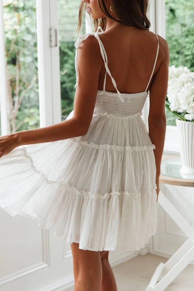 Robe courte à Volants avec Taille élastique pour Femme | Idéale pour les Journées d’été