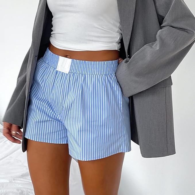Short de Détente à Taille Élastique et Motif Rayé pour Femme | Idéal pour la Maison ou les Sorties Décontractées