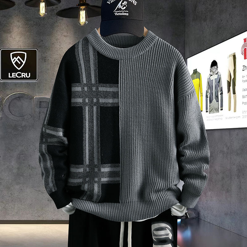 Pull En Maille À Motif Carreaux Avec Col Rond Pour Homme | Idéal Pour Usage Quotidien