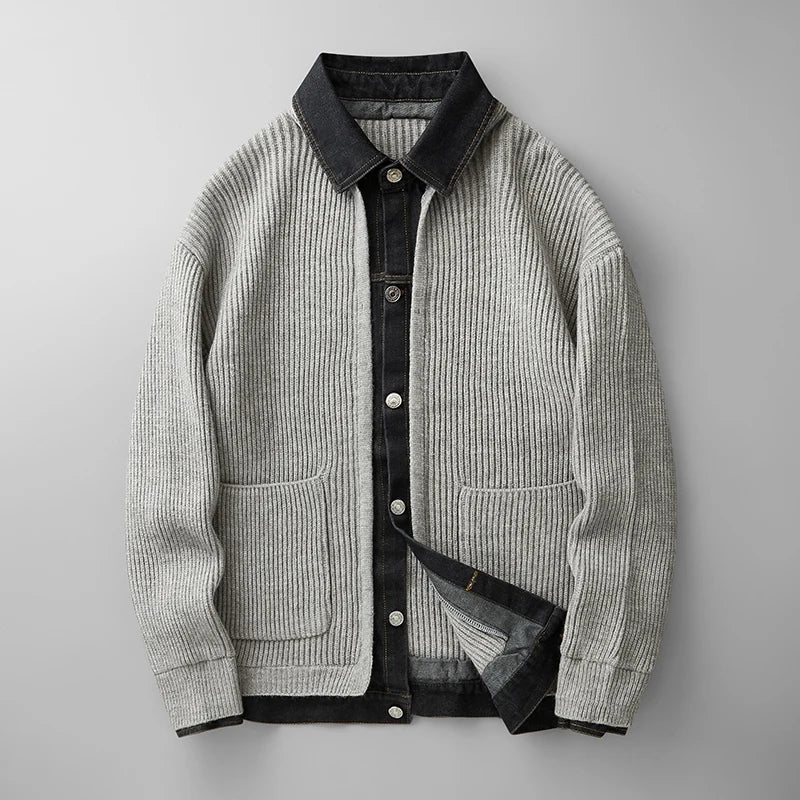 Gilet côtelé à col chemise pour hommes