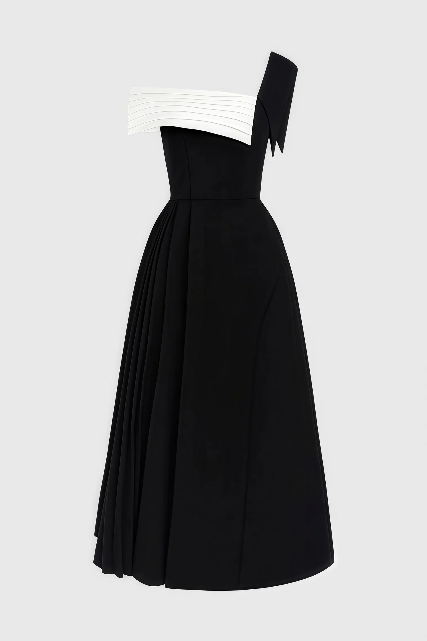 Robe Midi Asymétrique avec Encolure Plissée pour Femme | Idéale pour les Événements Formels