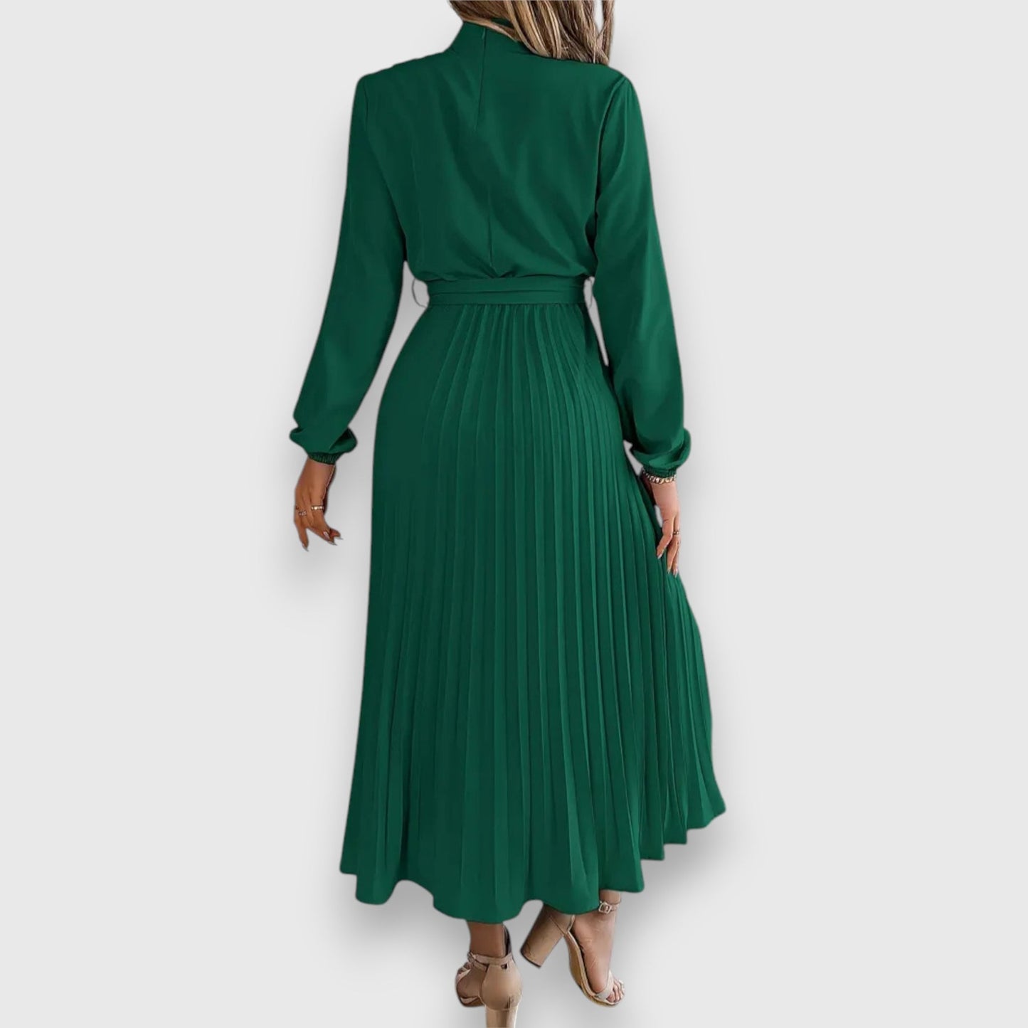 Robe Midi Avec Jupe Plissée Et Manches Longues Pour Femme | Idéal Pour Occasions Formelles