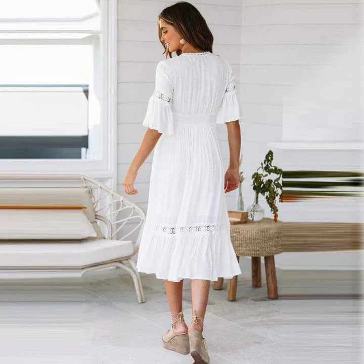Robe Longue avec Détails en Dentelle pour Femme | Idéale pour Été ou Événements Décontractés