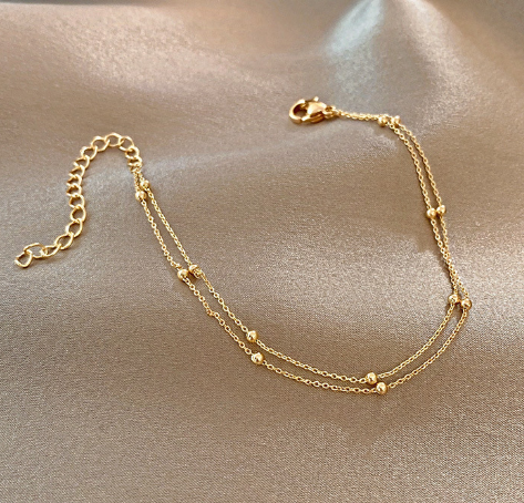 Bracelet À Double Chaîne avec Perles pour Femme | Idéal pour Les Occasions Spéciales