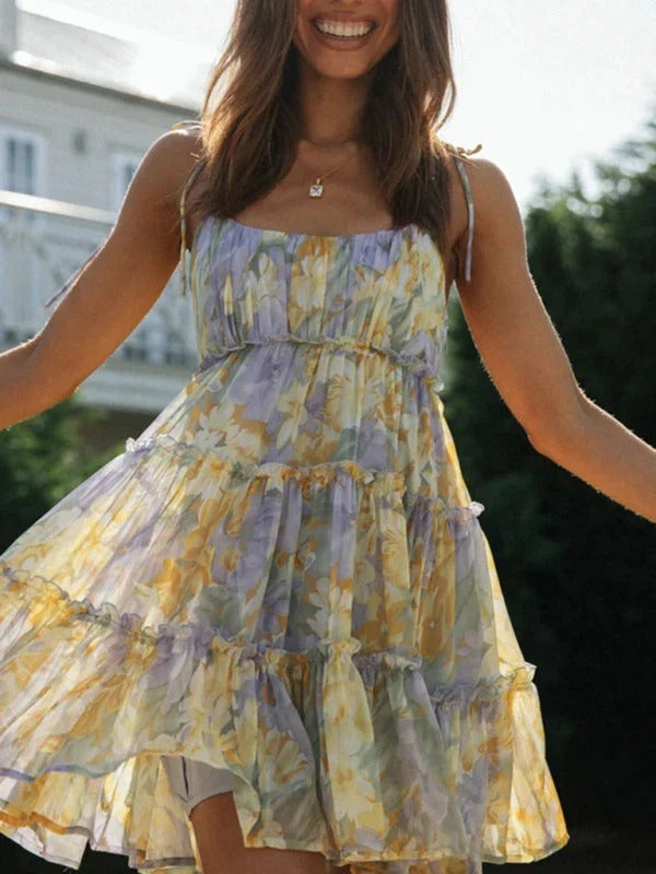 Robe Bretelle Imprimée Avec Motif Intégral pour Femme | Idéale Pour Les Vacances D'Été