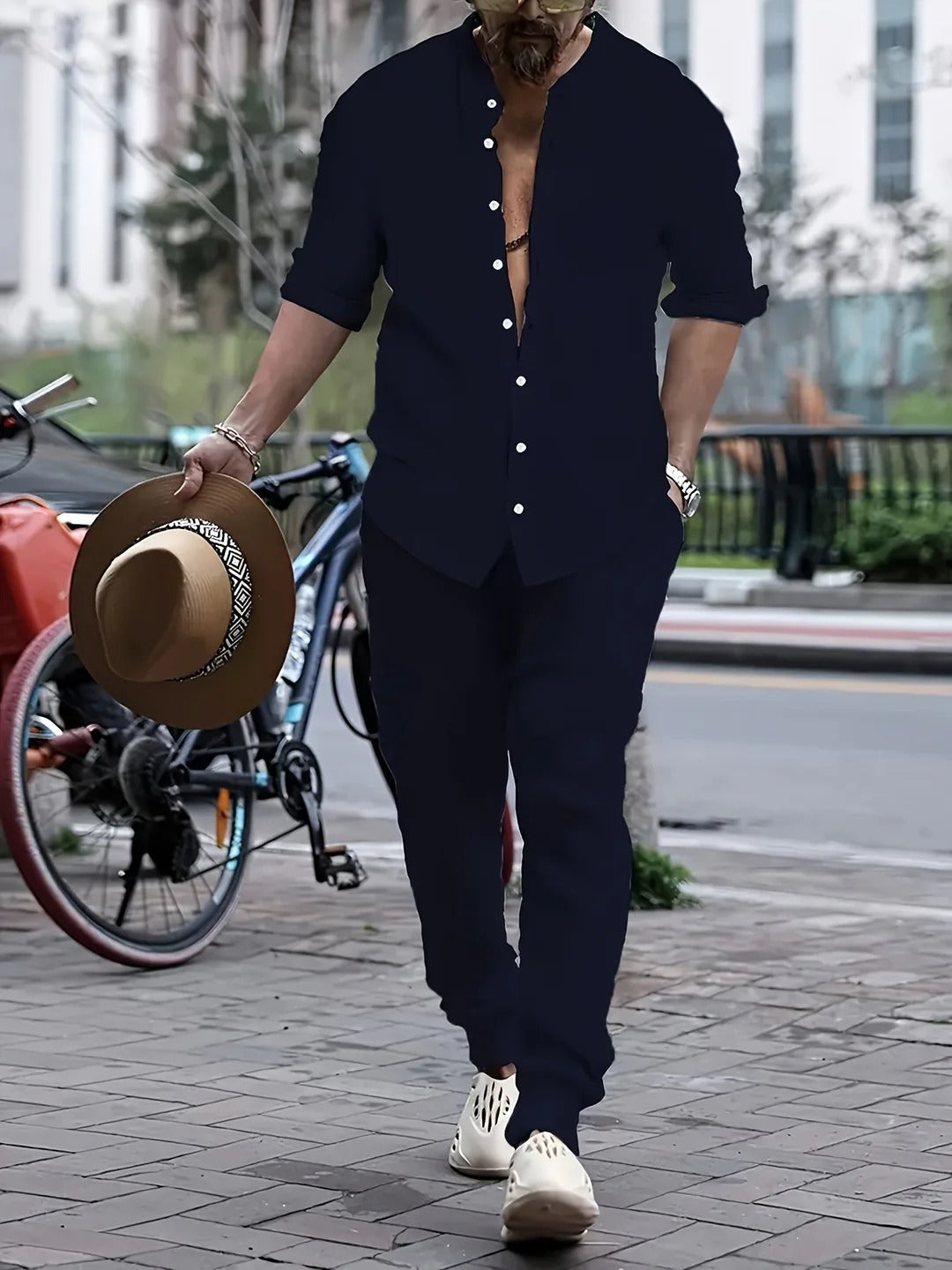 Ensemble Deux Pièces avec Chemise à Boutons et Pantalon Coordonné pour Homme | Idéal pour le Bureau ou les Sorties Décontractées