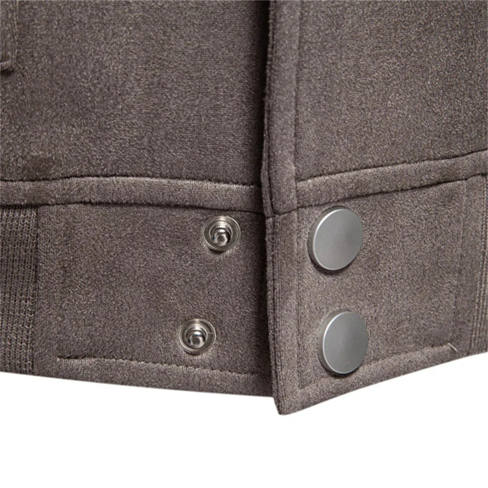 Bomber en Suède pour Hommes avec Fermeture Zippée et Poches Multiples | Idéal pour Tenues Quotidiennes