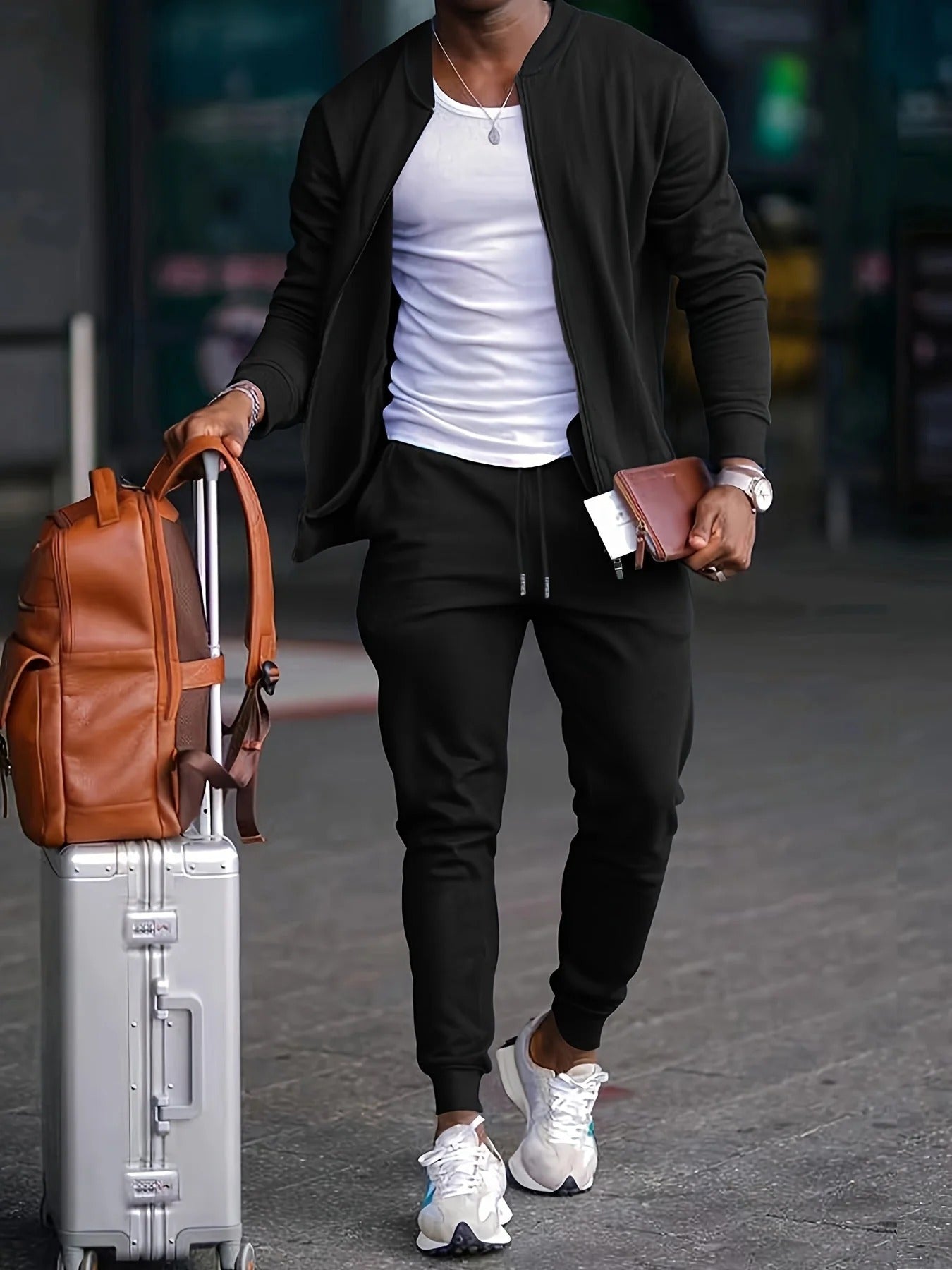 Ensemble Deux Pièces avec Veste Légère et Pantalon pour Homme | Idéal pour les Déplacements et les Journées Décontractées