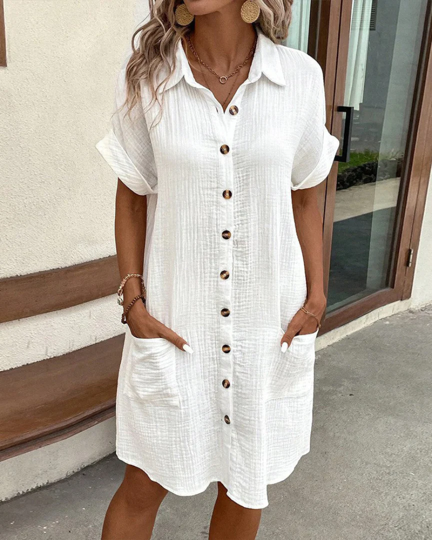Robe Chemise à Manches Courtes pour Femme avec Coupe Cintrée | Idéale pour le Quotidien