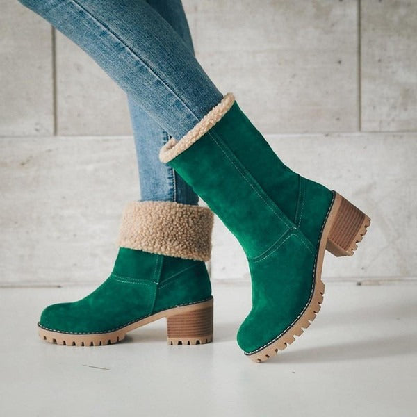 Bottes à Talon de 6 cm avec Revers Ajustable pour Femmes | Idéales pour l’Hiver