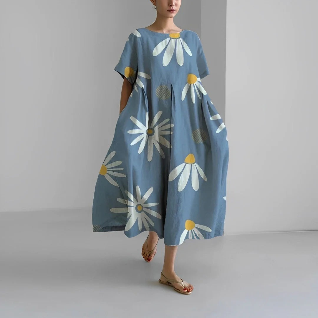 Robe Imprimée à Fleurs pour Femme avec Coupe Droite | Idéale pour l’Été