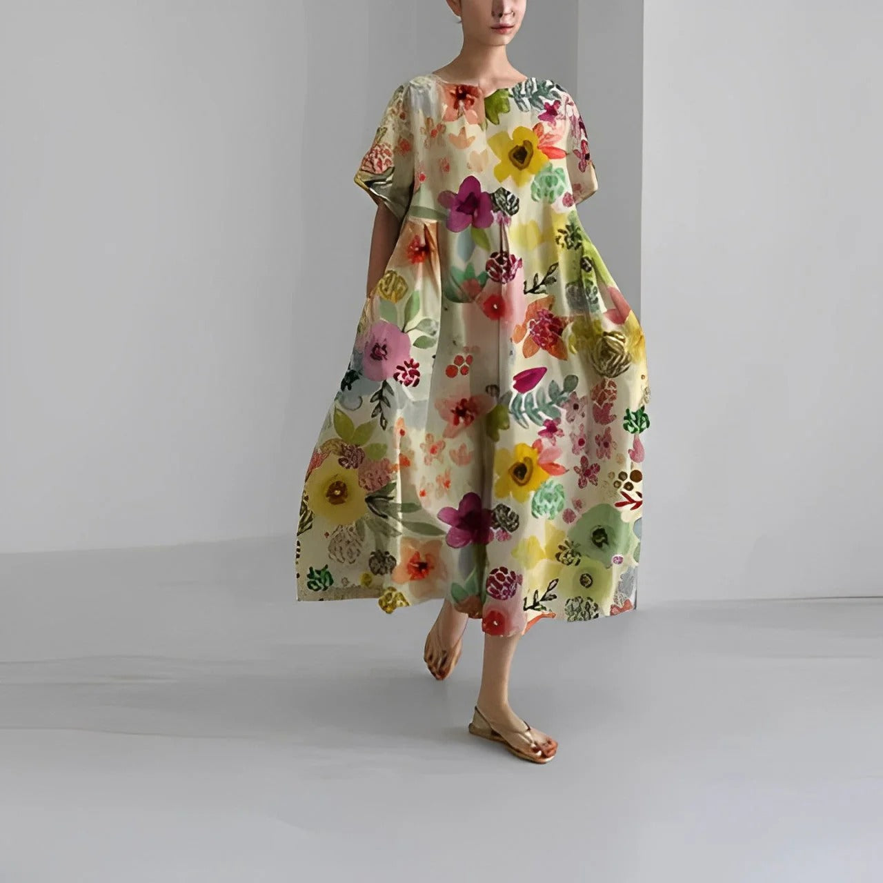 Robe Imprimée à Fleurs pour Femme avec Coupe Droite | Idéale pour l’Été